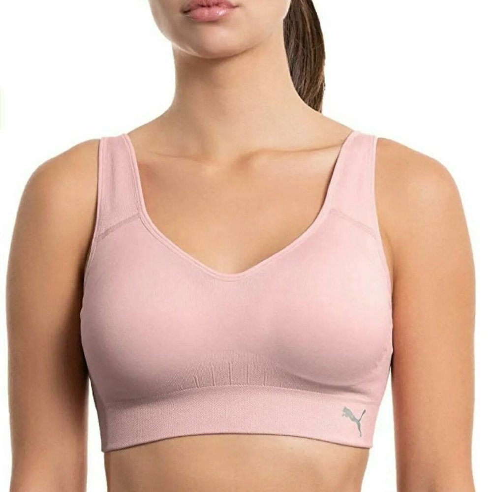 OPEN BOX Puma Women's Seamless Drycell Sports Bra Pink Size S $60 VV076